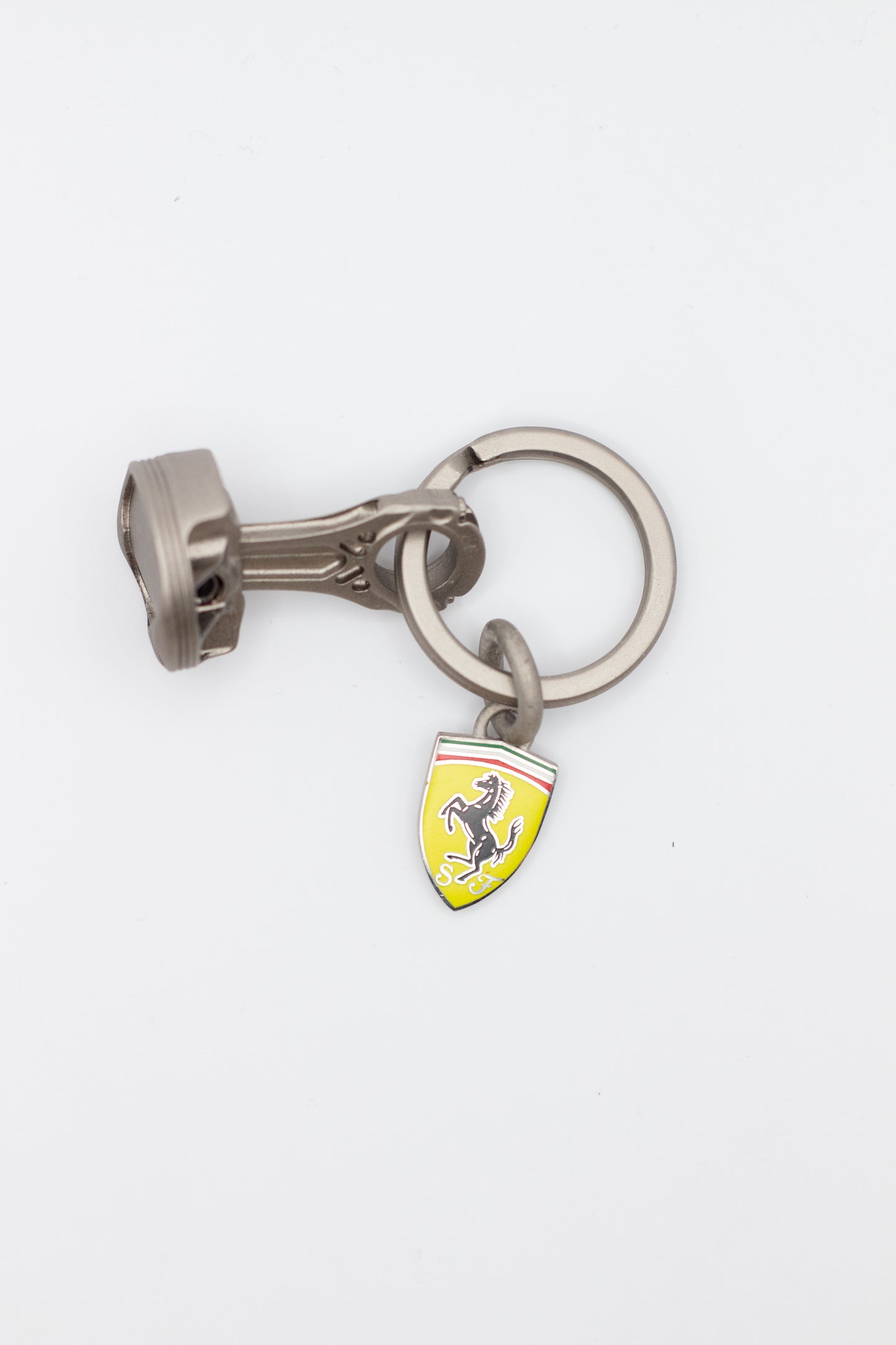 Steel Piston and Conrod Keyring - Silver