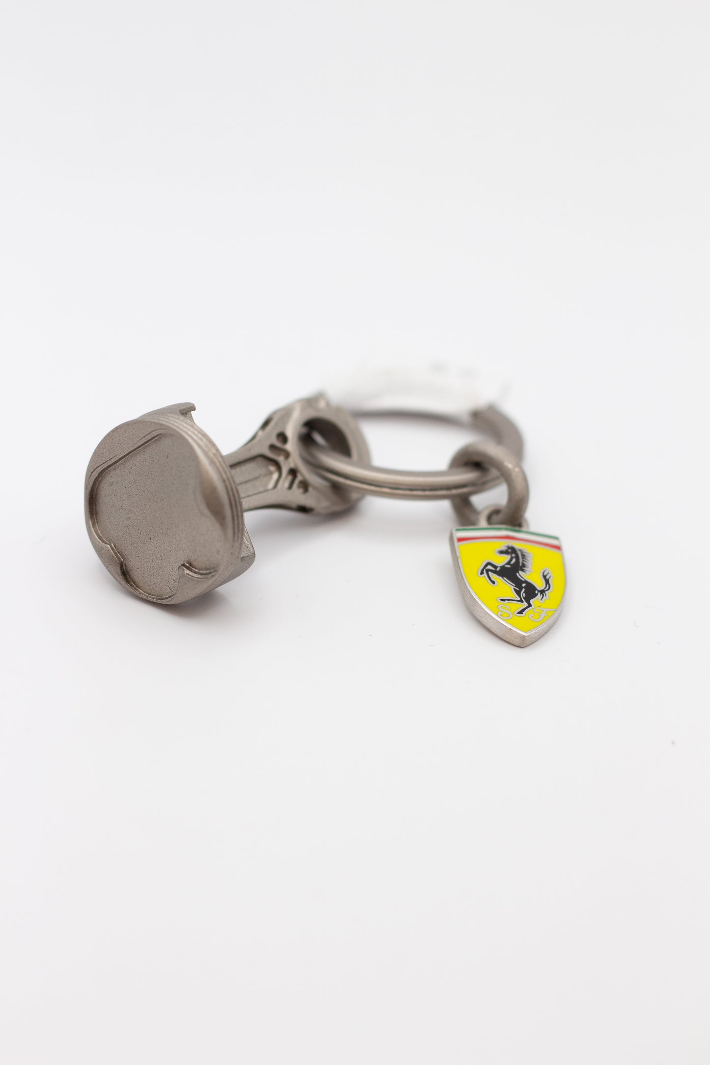 Steel Piston and Conrod Keyring - Silver