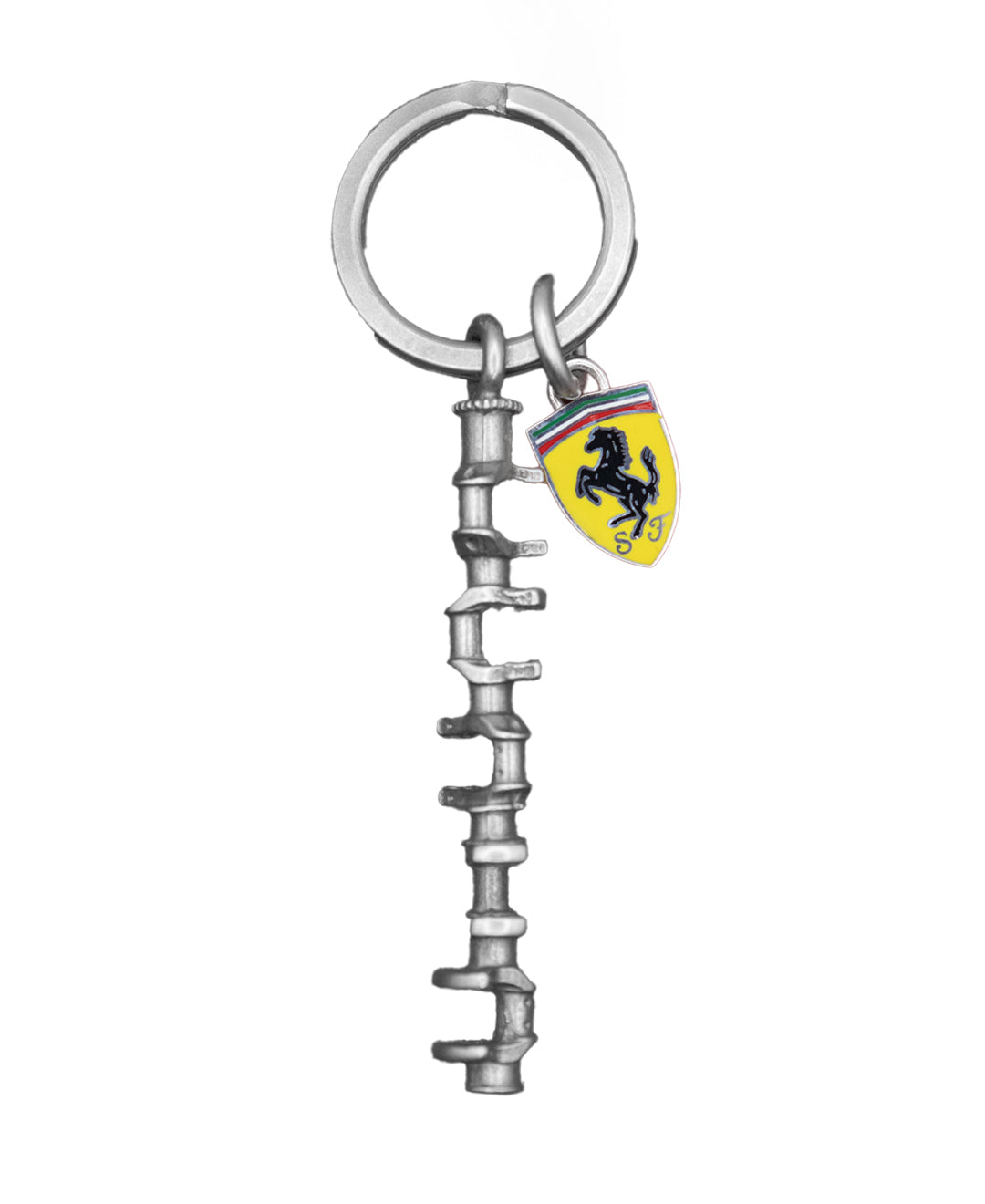 Ferrari Crankshaft-Inspired Keychain with Enamel Shield