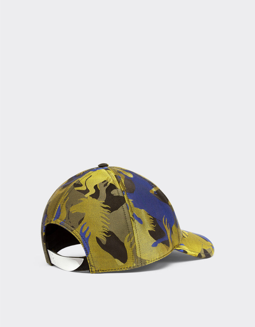 PRANCING HORSE CAMO BASEBALL CAP (GOLD/BLUE)